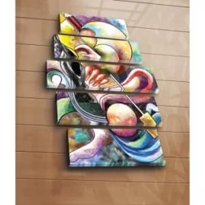 5PATK-159 Multicolor Decorative Canvas Painting (5 Pieces)