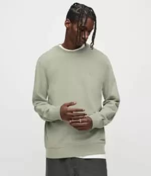 AllSaints Mens Cotton Regular Fit Raven Crew Sweatshirt, Green, Size: M, Green