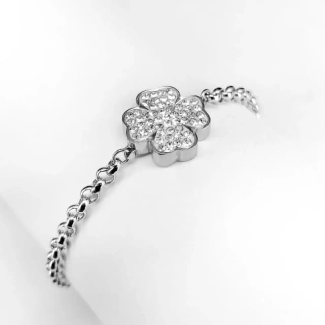 Ponytail & Co Womens 4-leaf clover cz bracelet Ponytail & Co Argente Female 15/5 cm
