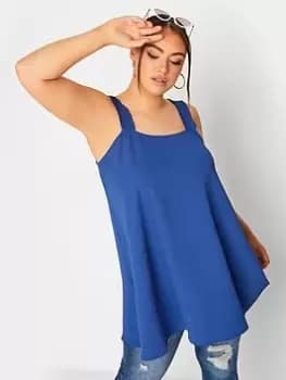 Yours Shirred Strap Cami Blue Size 18, Women