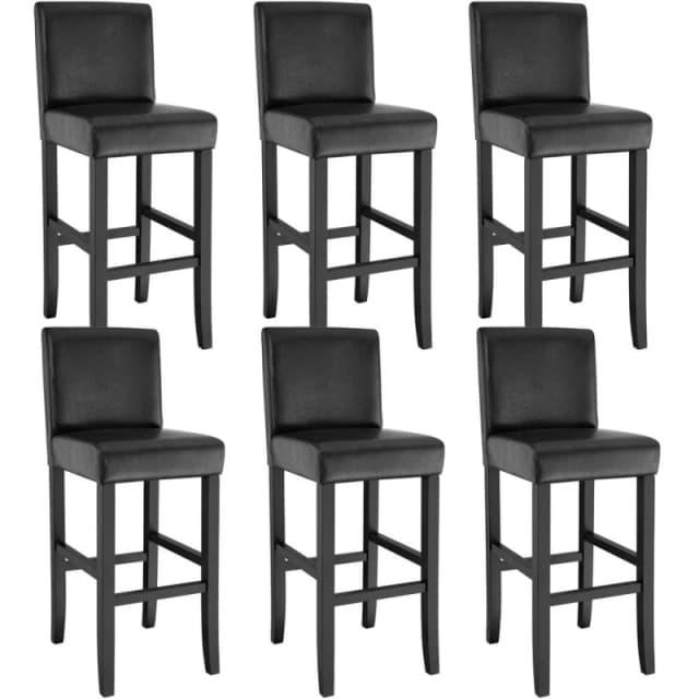 tectake Bar Stool Dover Black Set Of 6 Black Unisex