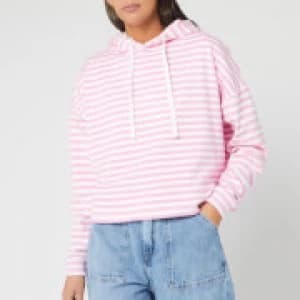 Tommy Jeans Womens TJW Stripe Hoody - Pink Daisy/White - S