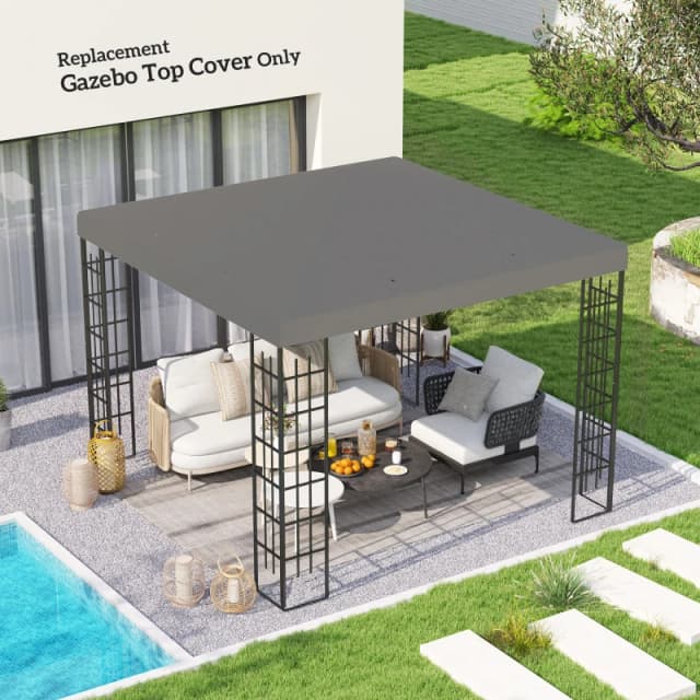 Outsunny 3 x 3(m) Gazebo Canopy Replacement Cover - UPF30+ - Grey TJ Hughes 5063603736436