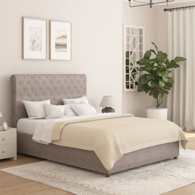 Aspire Aspire Taylor Ottoman Storage Bed Frame in Saxon Twill Fabric in Grey Size: Single Grey Single Unisex 5057632298904
