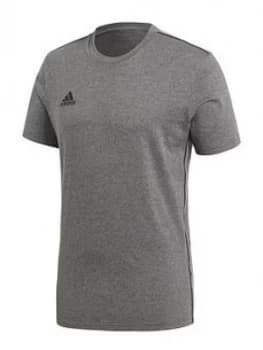 adidas Mens Core 18 Tee, Dark Grey Heather, Size S, Men