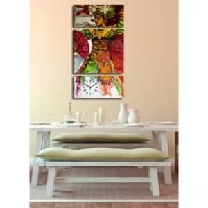 3P204045CS-9 Multicolor Decorative Canvas Wall Clock (3 Pieces)