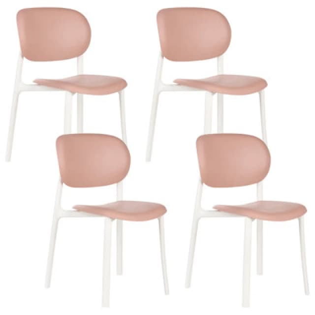 Beliani Set Of 4 Garden Chairs Musano Pastel Pink
