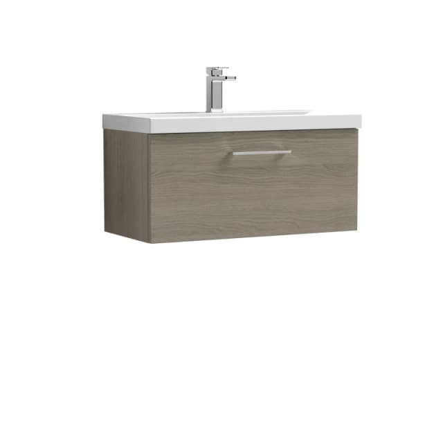 Balterley Wall Hung 2 Drawer Vanity Unit with Mid-Edge Ceramic Basin Brown