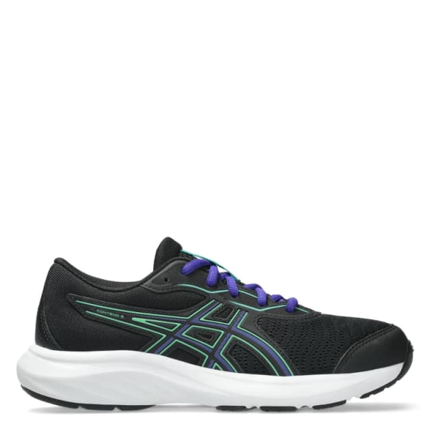 Asics ASICS Contend 9 GS Kids Road Running Shoes Black/Vital Grn unisex 3 (36)