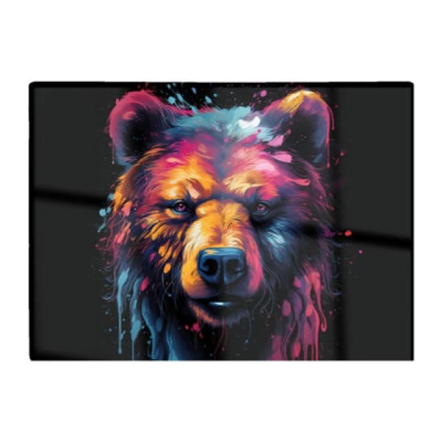 Warren Reed Designer Splashart Bear Face Glass Chopping Board