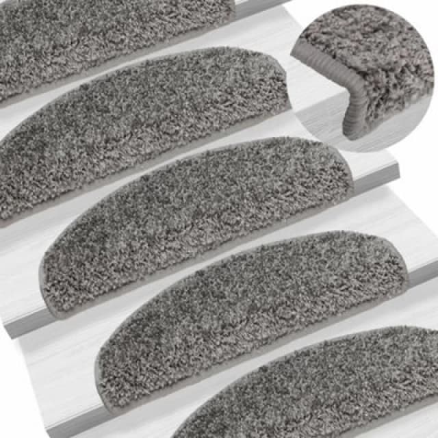 Vidaxl Stair Mats 15 Pcs 65X21X4cm Grey Half Round Large