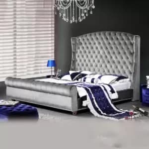 Rosio Bed Super King Plush Velvet Silver