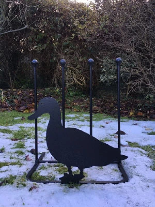 Poppy Forge 2 Pair Boot Rack - Duck - Hand Made By Traditional Forge Wellie Boot Stand - Steel - L30.4 X W38 X H48.3cm - Black