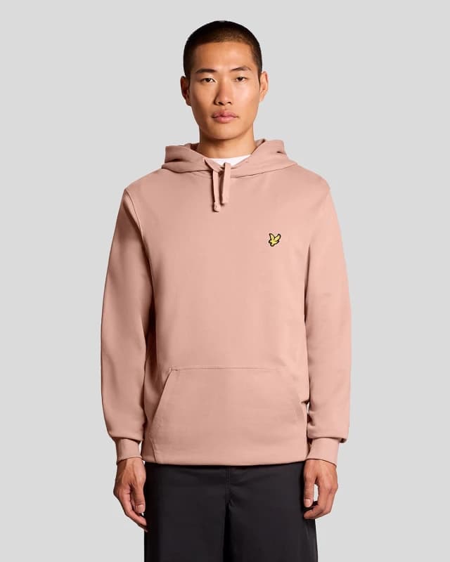 Lyle & Scott Mens Loopback Cotton Hoodie in Pink