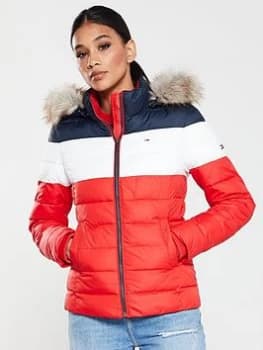 Tommy Jeans Modern Colour Block Down Jacket - Red/White/Blue