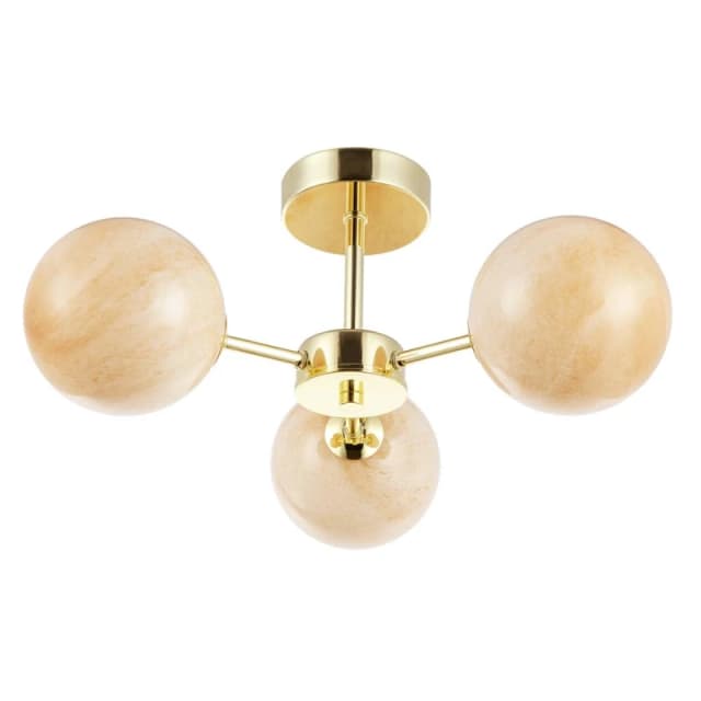 Happy Homewares Designer Ceiling Light Fitting with Marble Glass Spherical Shades in Gold Gold Unisex