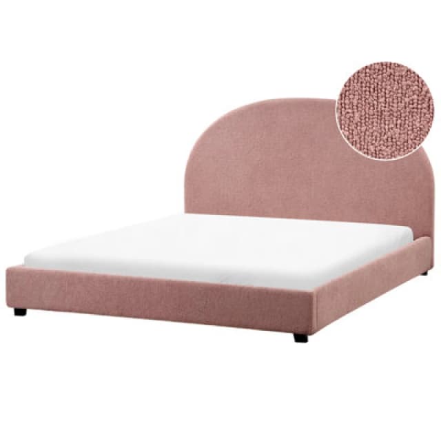 Beliani Bed Boucle Vaucluse 160 X 200 Cm (Eu King Size) Pastel Pink