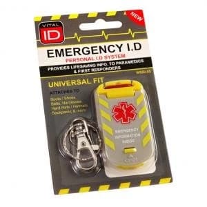 Vitalid Emergency ID Universal Fit Tag Wsid 05 Ref WSID05 Up to 3 Day