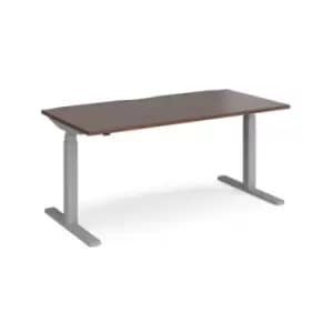 Height Adjustable Desk Rectangular Desk 1600mm Walnut Tops With Silver Frames 800mm Depth Elev8 Touch
