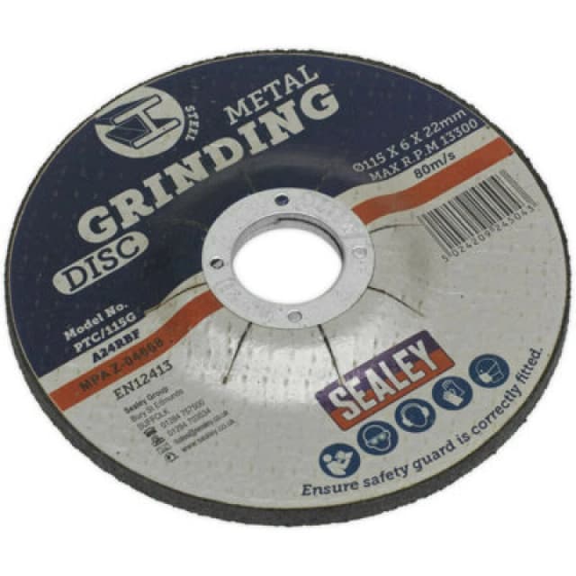 Loops Aluminium Oxide DPC Metal Grinding Disc - 115 x 6mm - 22mm Bore Depressed Centre Multi