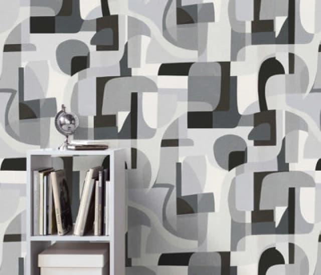 Erismann Modern Geometric Grey Multi Washable Paste The Wall Wallpaper Vinyl, Grey WL-10432-10