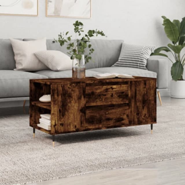 vidaXL Coffee Table Smoked Oak 102x44.5x50cm Engineered Wood, Brown 830993