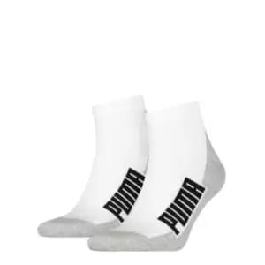 Puma 2 Pack BWT Cushioned Quarter Socks - White