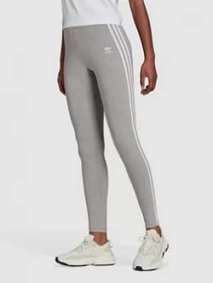 adidas Originals 3 Stripes Leggings, Medium Grey Heather, Size 14, Women