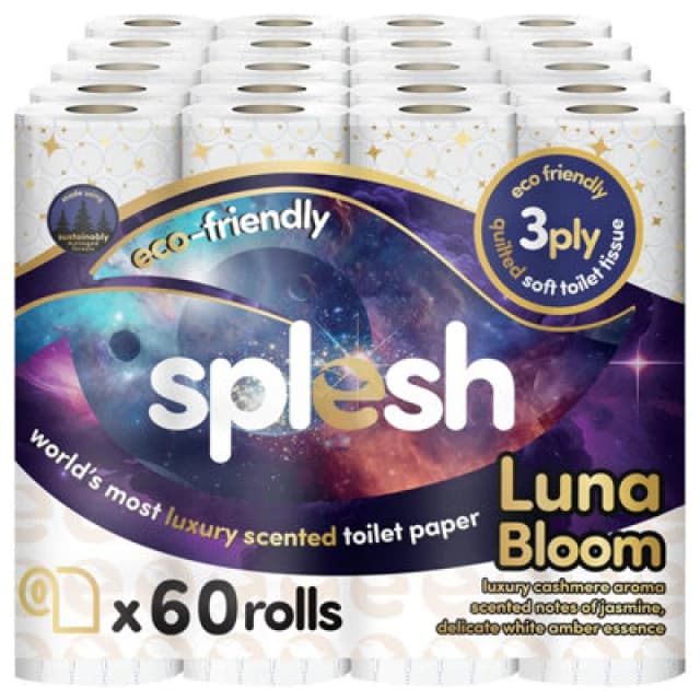 Splesh Quilted Luxury 3 Ply Luna Bloom Scented Toilet Tissue Paper, 60 Rolls