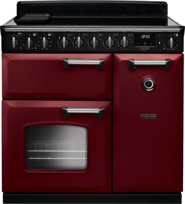 Rangemaster CLDL90EIPBOR/CM1 Classic Deluxe 90cm Induction Range Cooker Chrome Trim 14594 - BORDEAUX CLDL90EIPBOR/CM1