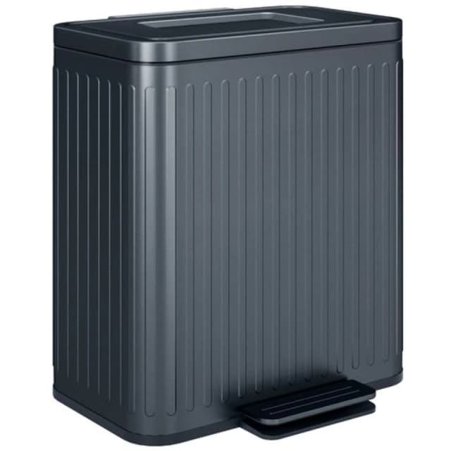 HOMCOM 2 x 20L Double Rubbish Bin, Pedal Bin with Soft-Close Lid, Black 851-030V00BK