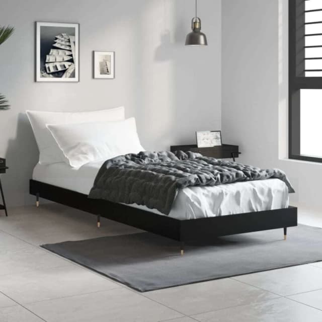 VIDAXL Bed Frame without Mattress Black 75x190cm Small Single Engineered Wood Vidaxl 8720845796914