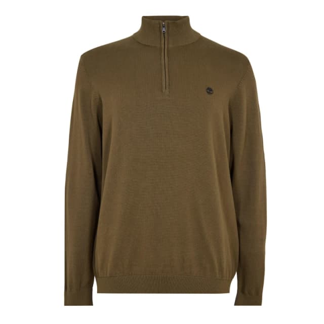 Timberland Mens Cotton 1/4 Zip Fleece Dark Olive male S