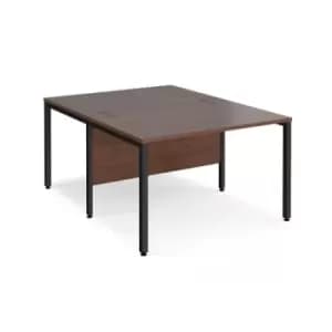 Office Desk 2 Person Rectangular Desk 1200mm Walnut Tops With Black Frames 1600mm Depth Maestro 25