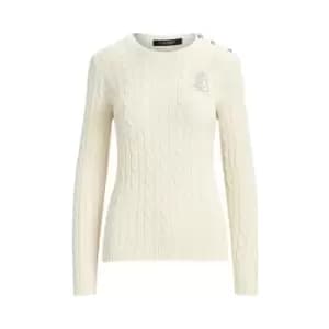 Lauren by Ralph Lauren Knitted Crest Jumper - Cream