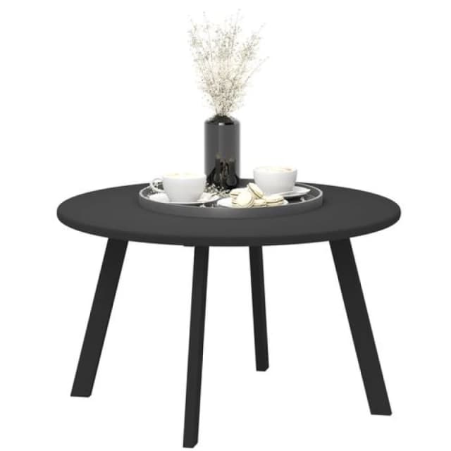 Outsunny 70cm Round Coffee Table with Non-Slip Foot Pads, Black Black
