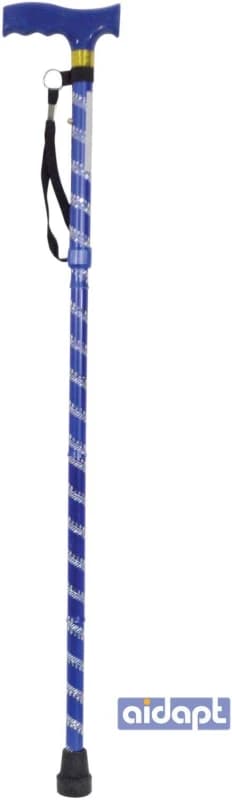 Aidapt Extendable Plastic Handled Walking Stick with Engraved Pattern Blue Blue