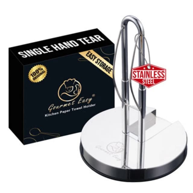 Gourmet Easy Stainless Steel Kitchen Paper Towel Holder - Silver