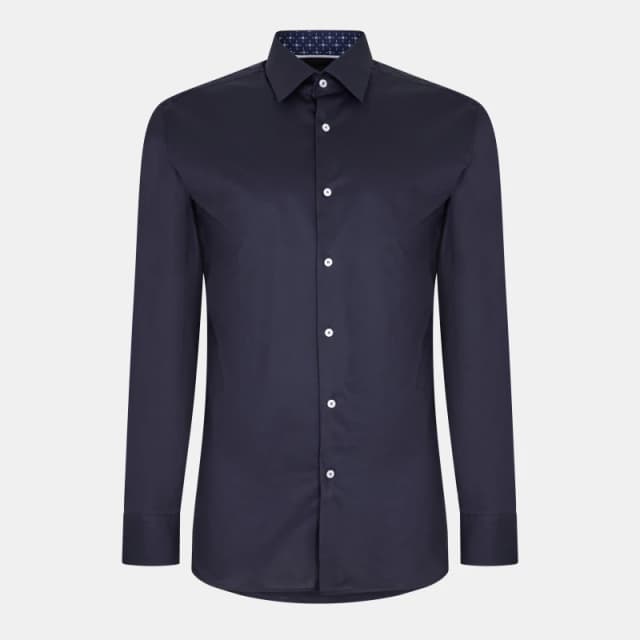 Boss Mens H Hank Kent Long Sleeve Oxford Shirt Dark Blue male 15 inch