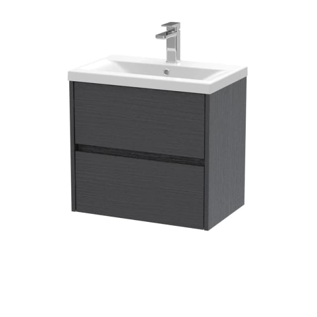Balterley Square Wall Hung 2 Drawer Vanity Unit & Basin, 600mm Graphite Grey Grey unisex