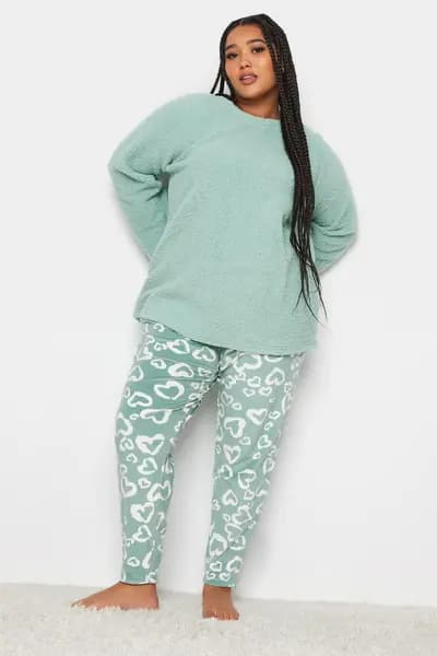 Yours Fleece Lounge Set Green