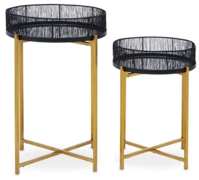 Orsina Enzo Set Of Two Black Wire And Gold Frame Tables