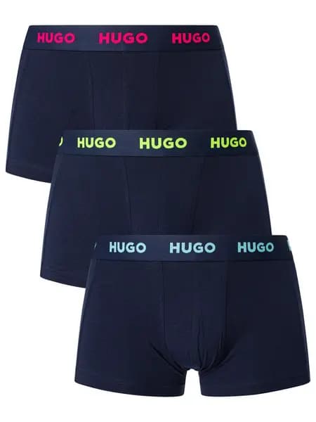 HUGO 3 Pack Trunks Navy (Blue/Green/Pink) M