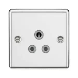 Knightsbridge - 5A Unswitched Socket - Rounded Edge Polished Chrome Finish with Grey Insert