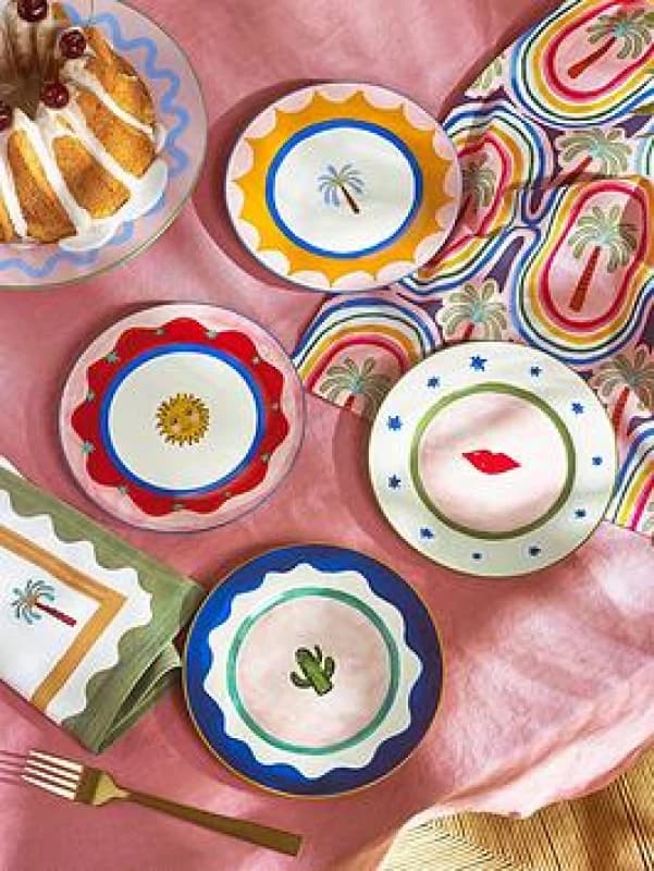 ELEANOR BOWMER Set of 4 Electric Coast Icon Cake Plates Multi-Coloured ONE SIZE