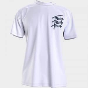 Tommy Jeans Mens Repeat Script Logo T-Shirt - White - L