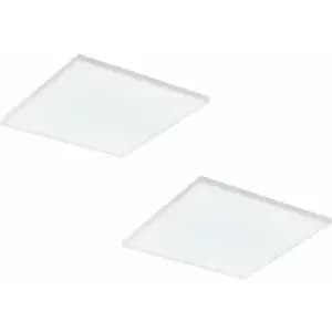 Loops - 2 pack 450mm Sleek Ceiling Light White Slim Square Low Profile 20W LED 4000K