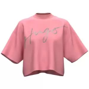 Hugo Cropped T-Shirt Womens - Pink