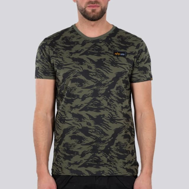 Alpha Industries Tactical Camo T Brushstroke T-Shirt, black-green, Size XS for Men