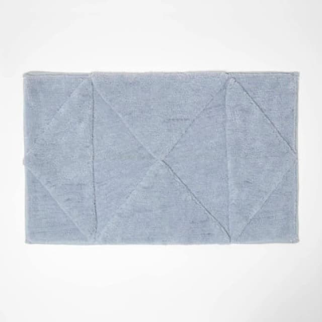 Homescapes 100% Cotton Bath Mat Tufted Geometric Design Blue